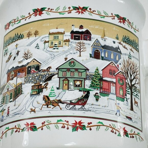 Vintage Russ Christmas Teapot Pot Jug Jar Pitcher Village Town Snow Winter 9690 - Picture 11 of 12